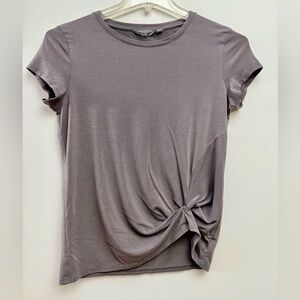 Athleta Gray Tie Front Short Sleeve Top